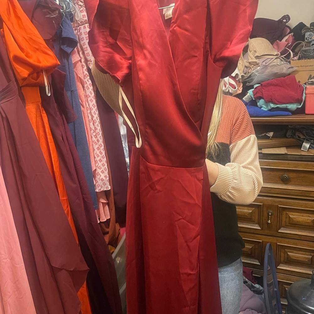 Elegant Red Satin Dress